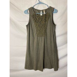 XHILERATION WOMENS JUNIORS‎ SIZE MEDIUM 7/9 ARMY GREEN ALINE MIDI CROCHET